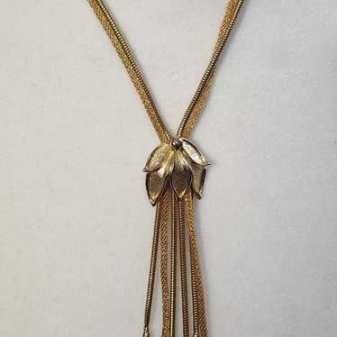 Vintage Goldtone Dangle Tassel Necklace - image 1