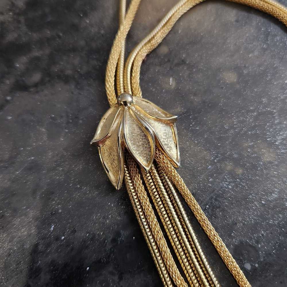 Vintage Goldtone Dangle Tassel Necklace - image 4