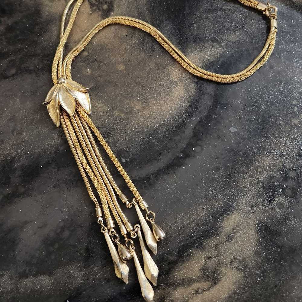 Vintage Goldtone Dangle Tassel Necklace - image 6
