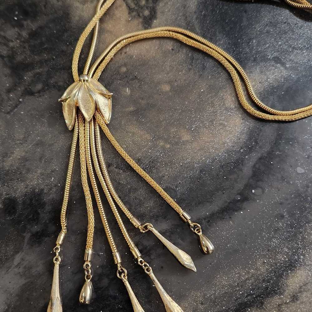 Vintage Goldtone Dangle Tassel Necklace - image 7