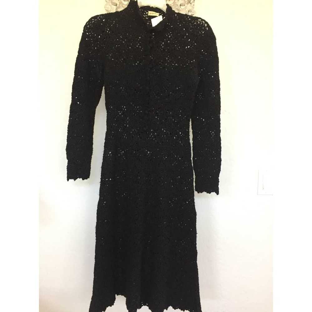 Vintage 1960s Saks Fifth Avenue Black Crochet Dre… - image 9