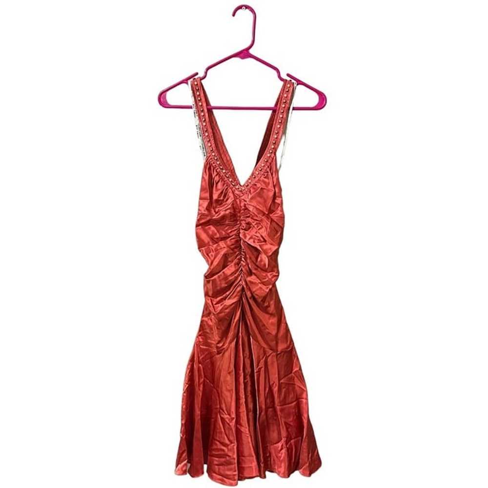 Betsey Johnson Vintage Silk Mini Dress Size 6 Pea… - image 1
