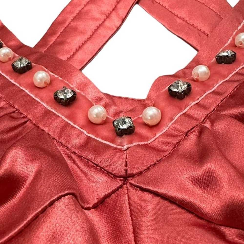 Betsey Johnson Vintage Silk Mini Dress Size 6 Pea… - image 7