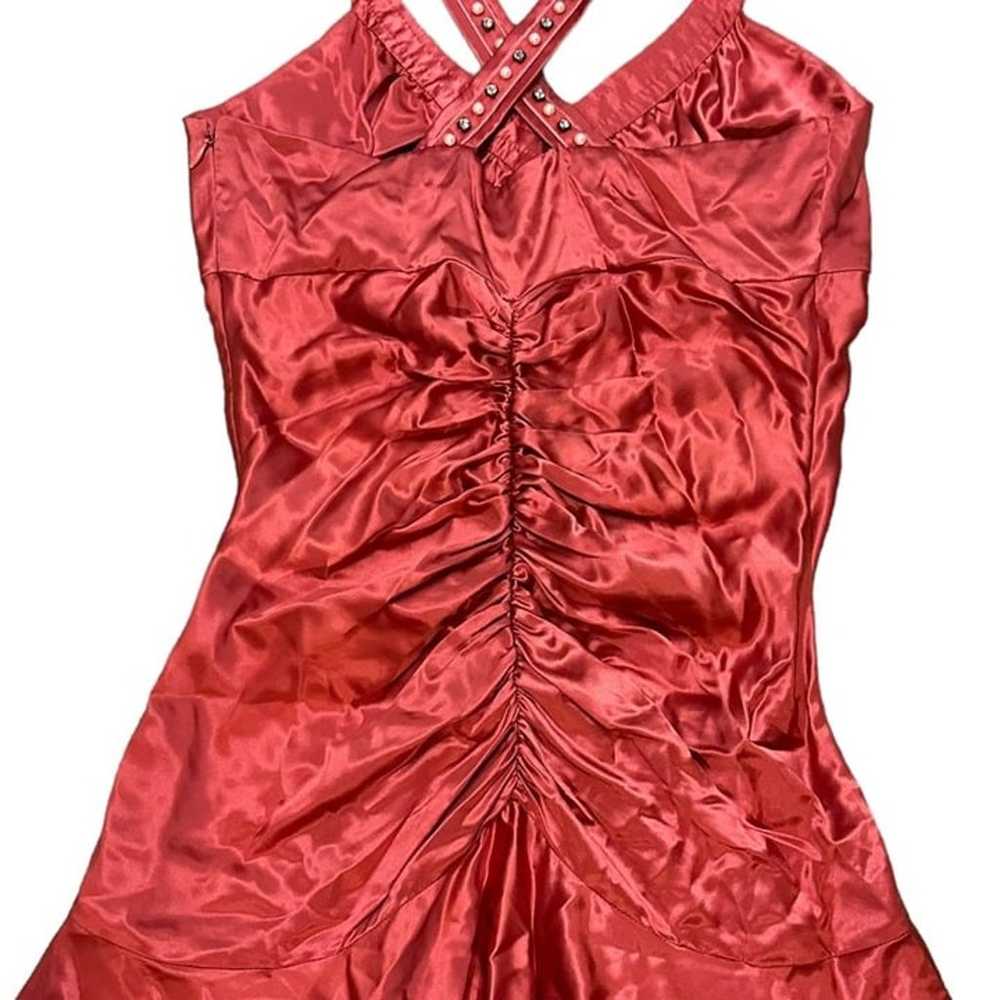 Betsey Johnson Vintage Silk Mini Dress Size 6 Pea… - image 9