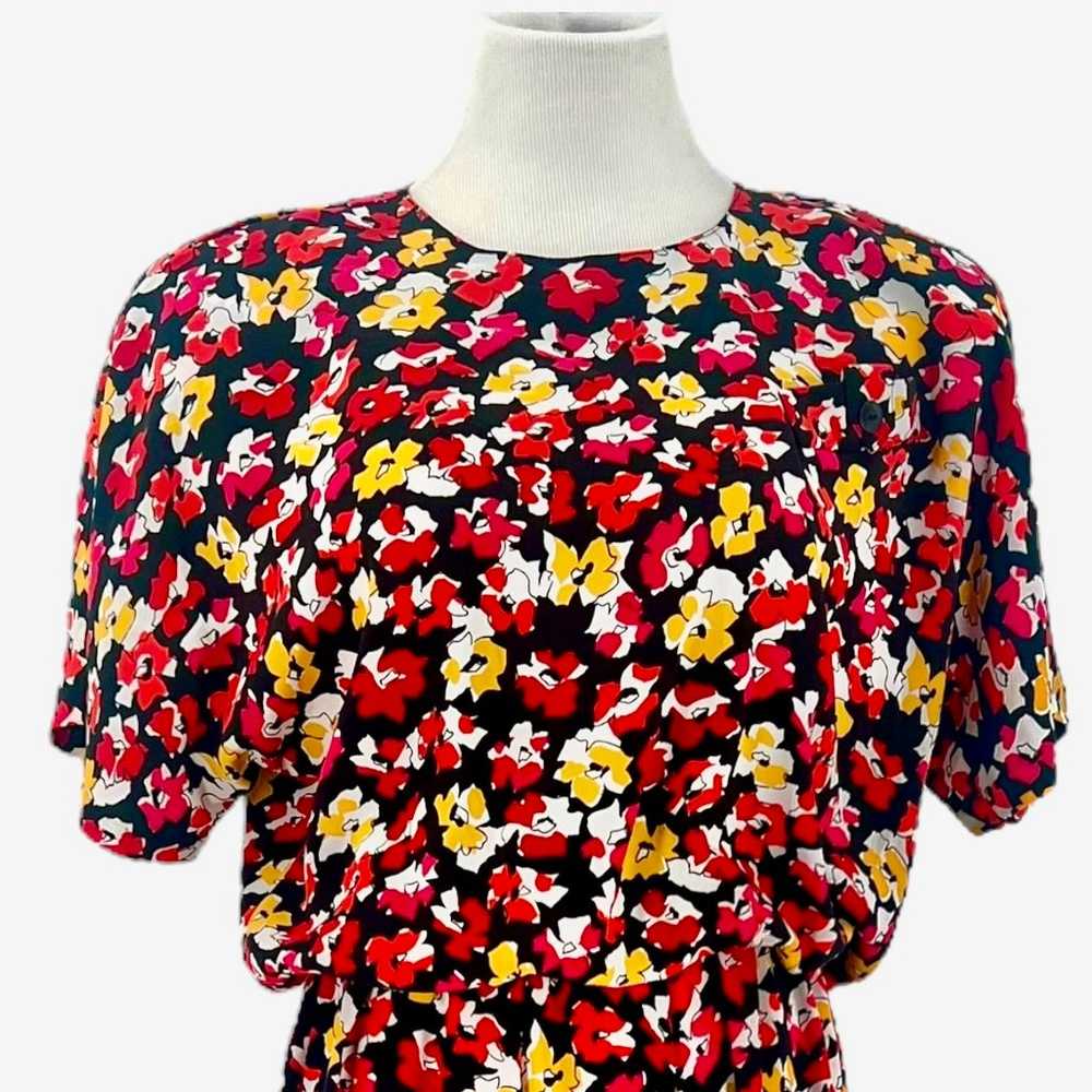 Vintage SL Fashions Colorful Yellow Red Pink Flor… - image 5
