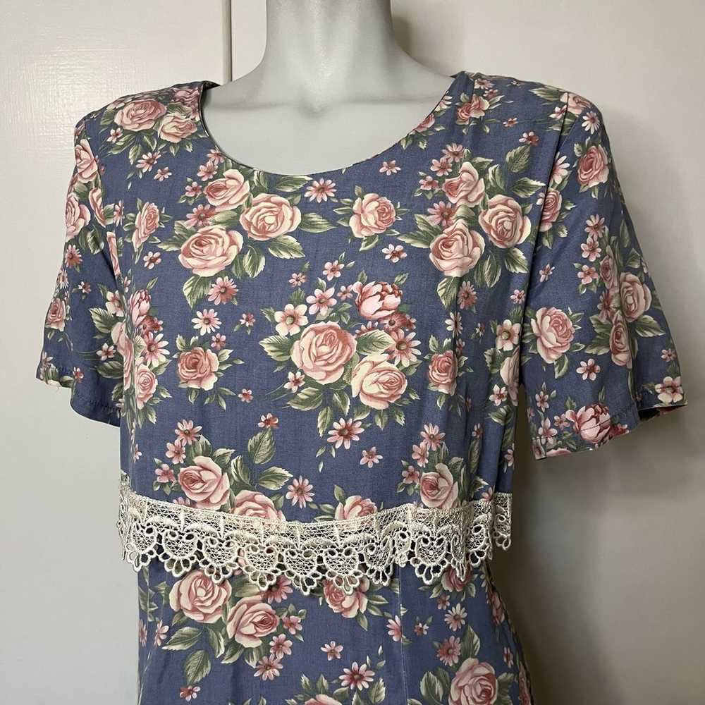 Vintage 90s Floral Short Sleeve Dress with Corset… - image 2