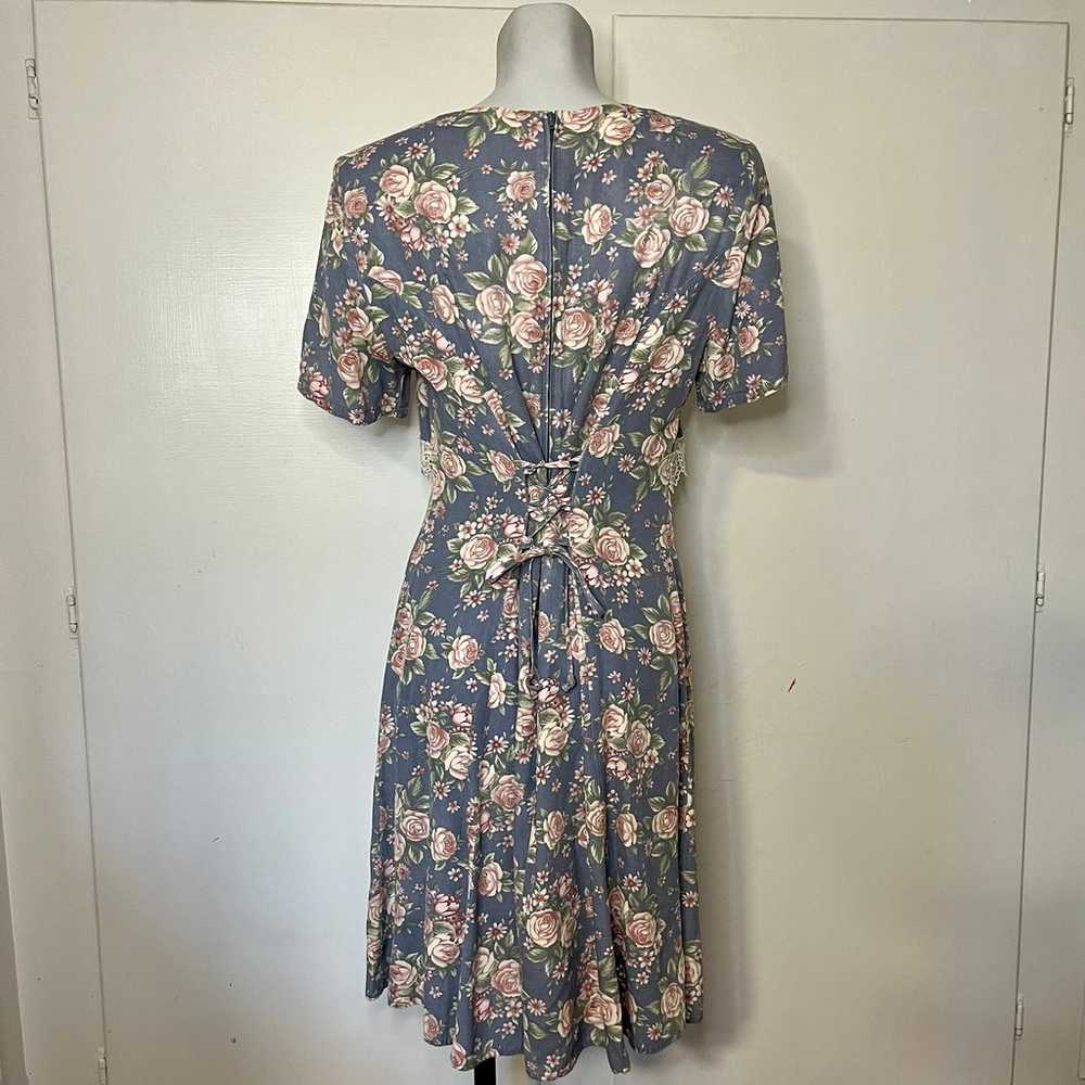 Vintage 90s Floral Short Sleeve Dress with Corset… - image 3