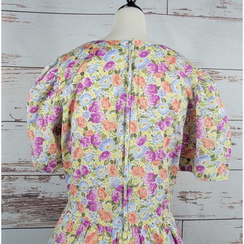 Vintage Lanz Originals 80s Floral Midi Dress Size… - image 4