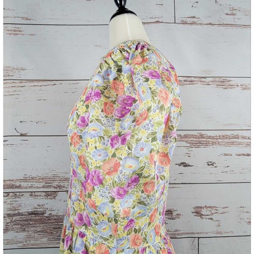 Vintage Lanz Originals 80s Floral Midi Dress Size… - image 5