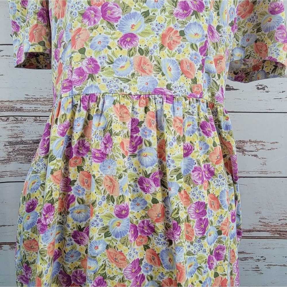 Vintage Lanz Originals 80s Floral Midi Dress Size… - image 7