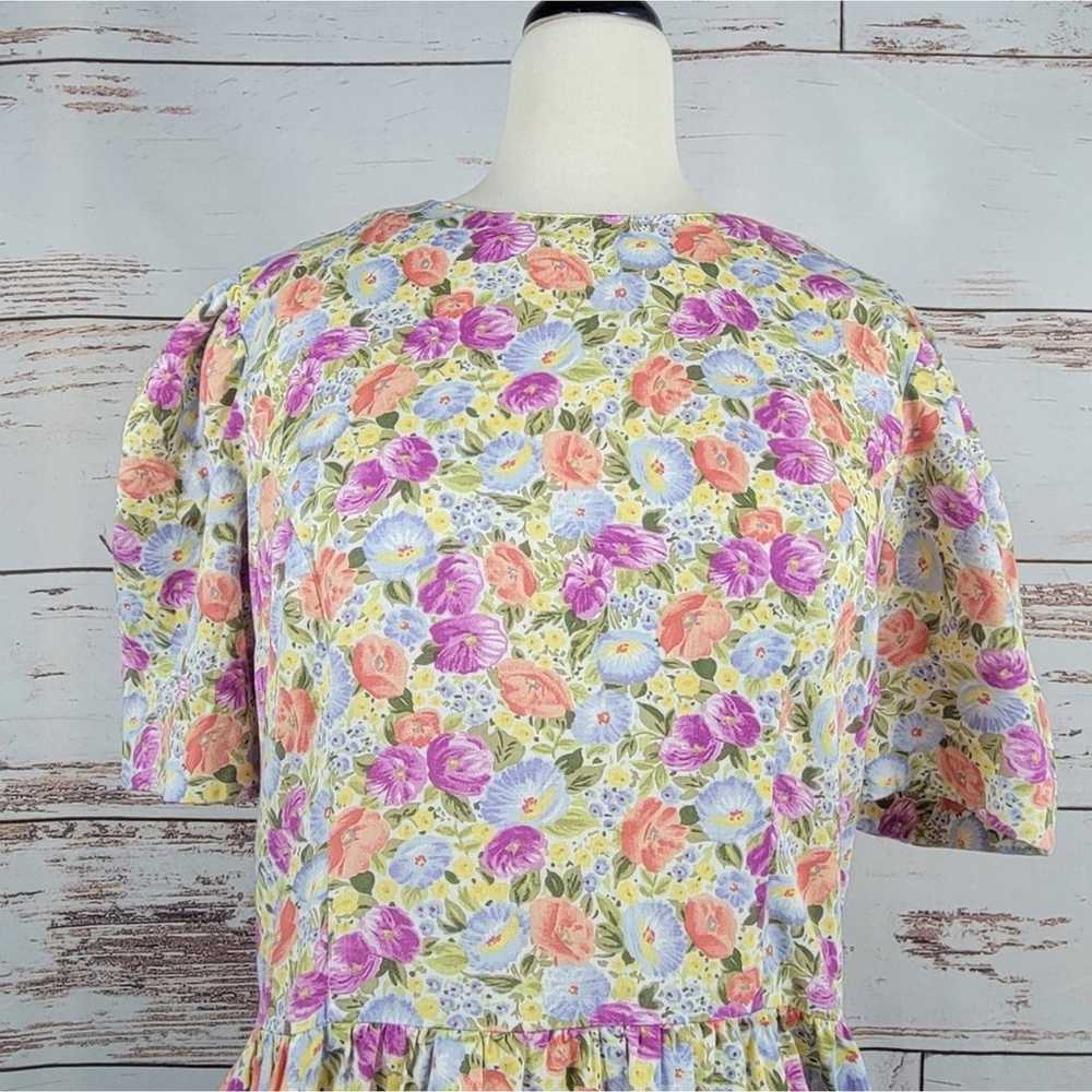 Vintage Lanz Originals 80s Floral Midi Dress Size… - image 8