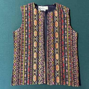 Vintage colorful tapestry vest