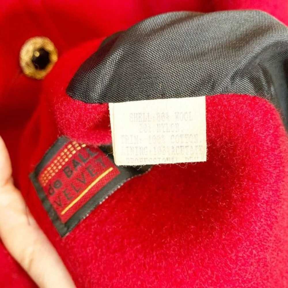 Vintage Alexis Reed Red Wool Long Coat Black Velv… - image 10