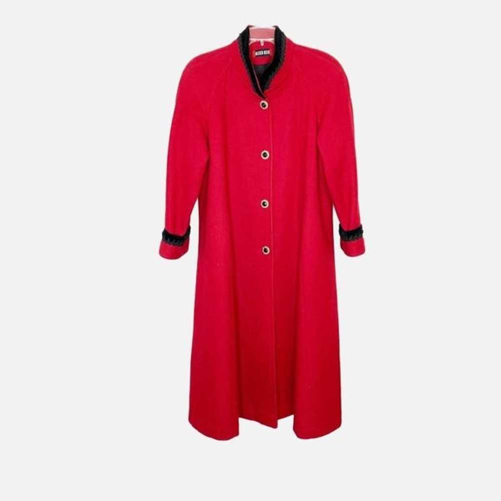 Vintage Alexis Reed Red Wool Long Coat Black Velv… - image 3