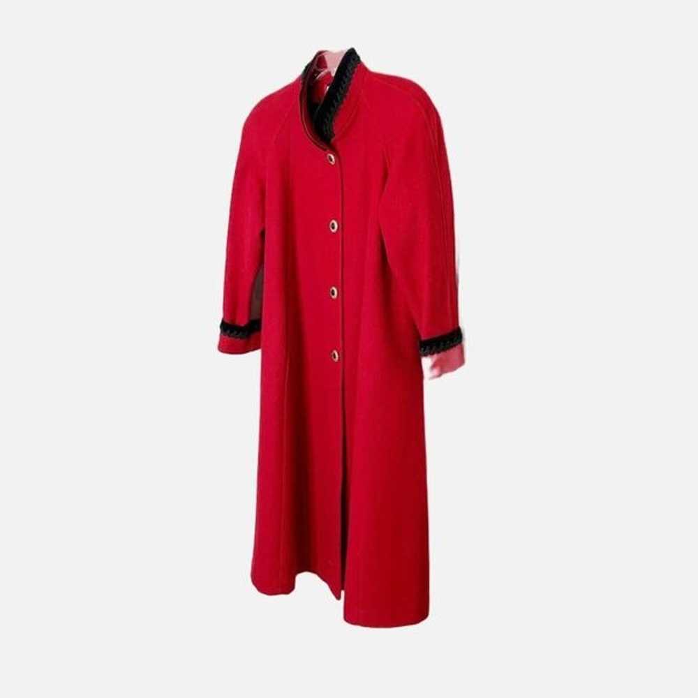 Vintage Alexis Reed Red Wool Long Coat Black Velv… - image 4