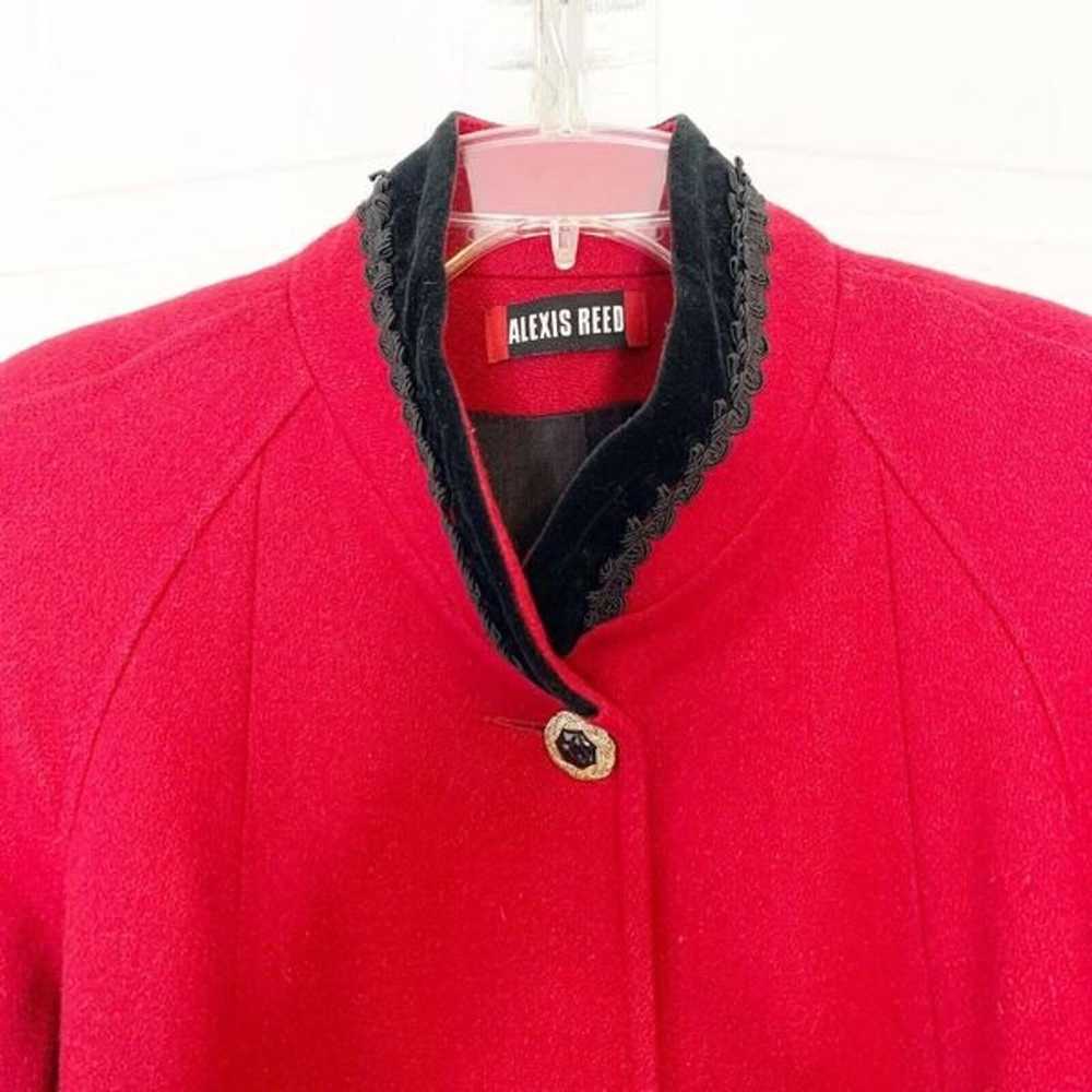 Vintage Alexis Reed Red Wool Long Coat Black Velv… - image 5