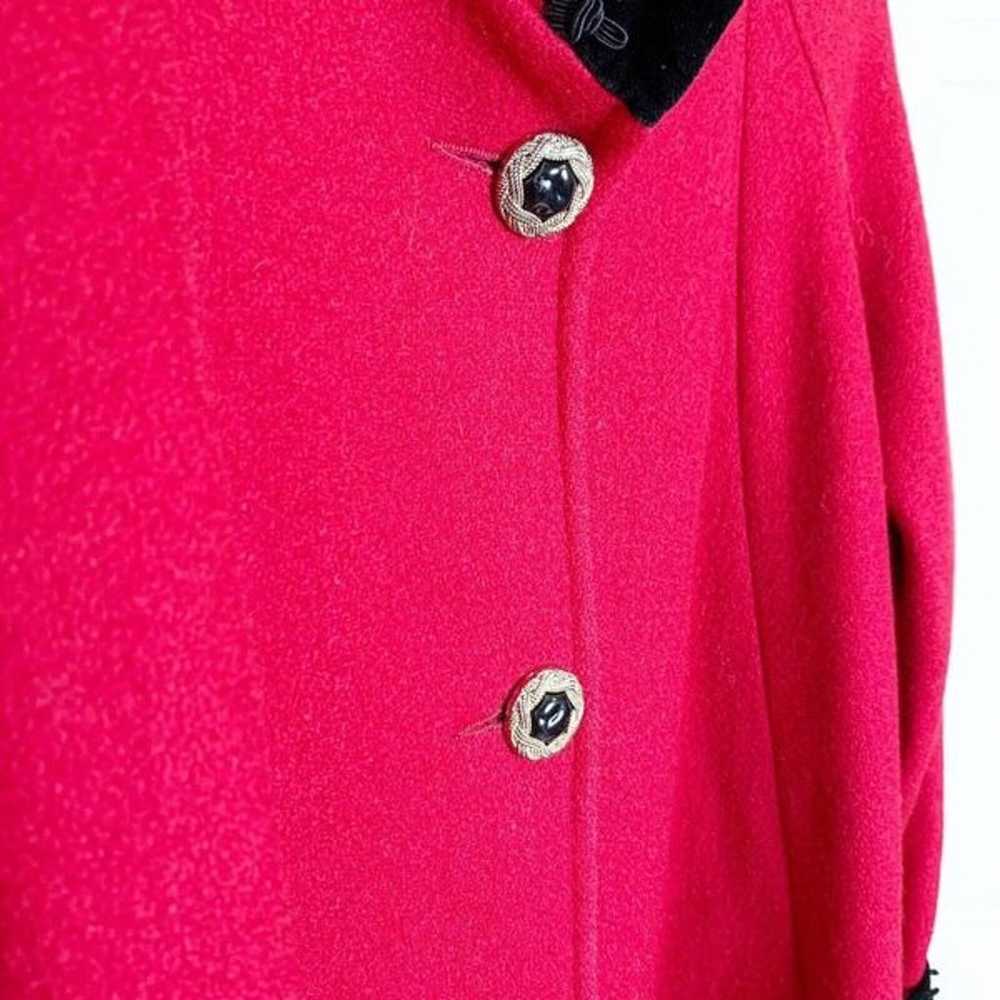 Vintage Alexis Reed Red Wool Long Coat Black Velv… - image 6