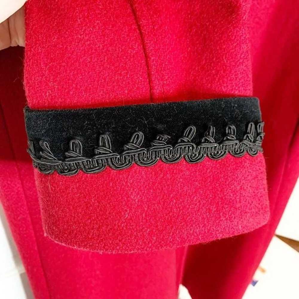 Vintage Alexis Reed Red Wool Long Coat Black Velv… - image 7