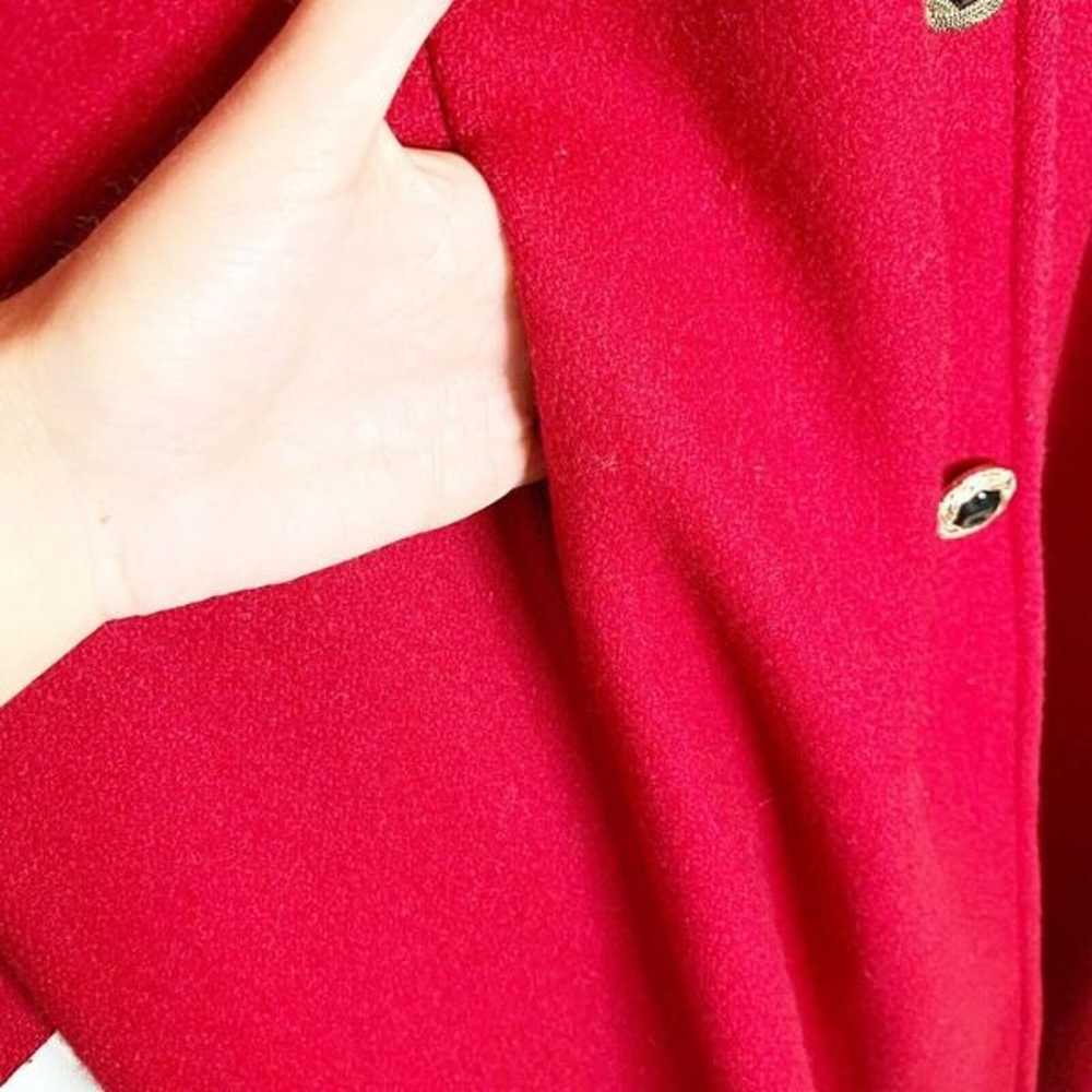 Vintage Alexis Reed Red Wool Long Coat Black Velv… - image 8