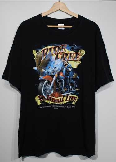 Vintage Ride Free to Eternal Life Biker Tshirt sz 