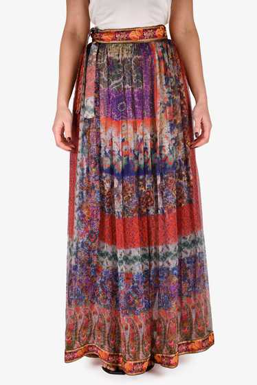Etro Multicoloured Silk Printed Belted Maxi Skirt 