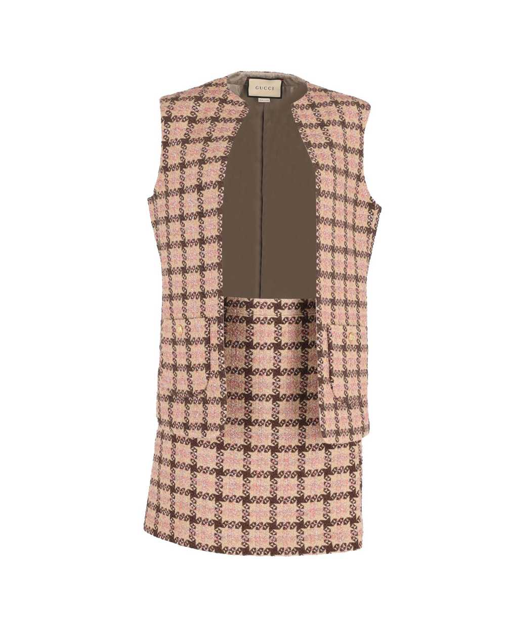 Product Details Gucci Pink Checkered Lamé Tweed V… - image 3