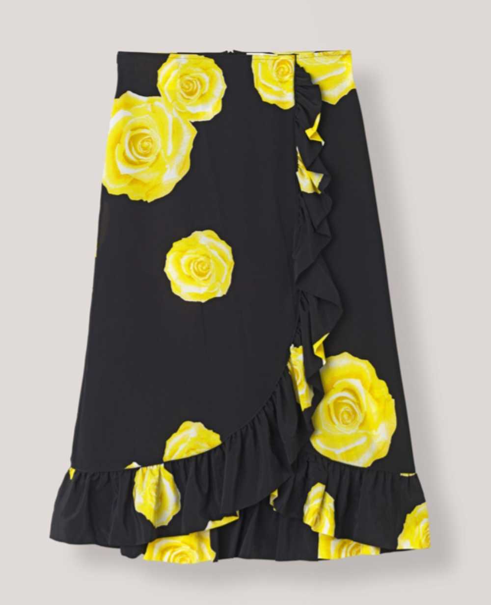 Ganni Floral Printed Fayette Black Silk Skirt - image 2