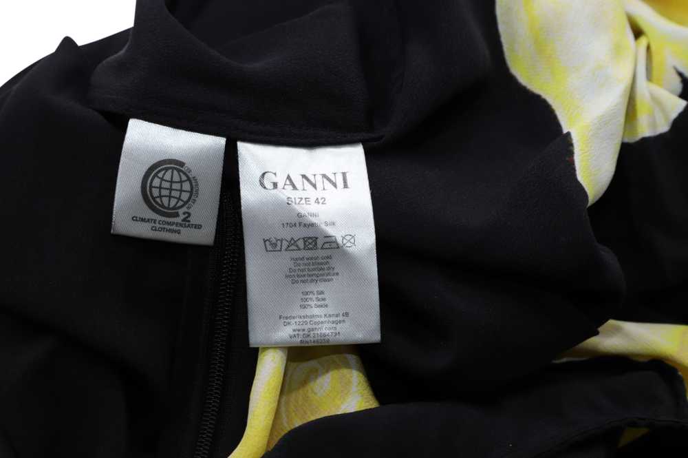 Ganni Floral Printed Fayette Black Silk Skirt - image 4