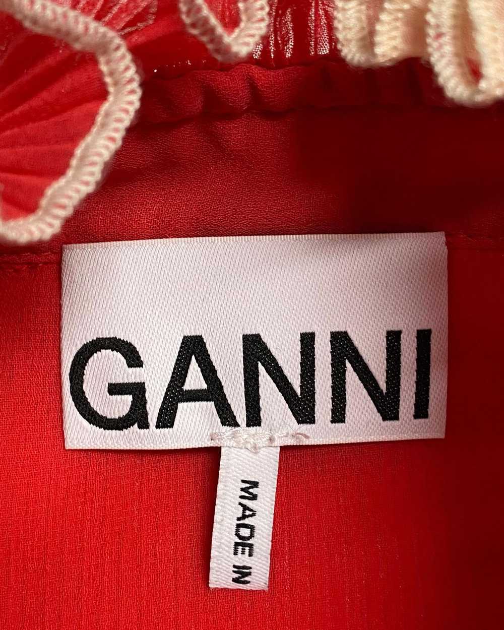 Ganni Ganni Red Floral Plisse Pleated Dress - image 10