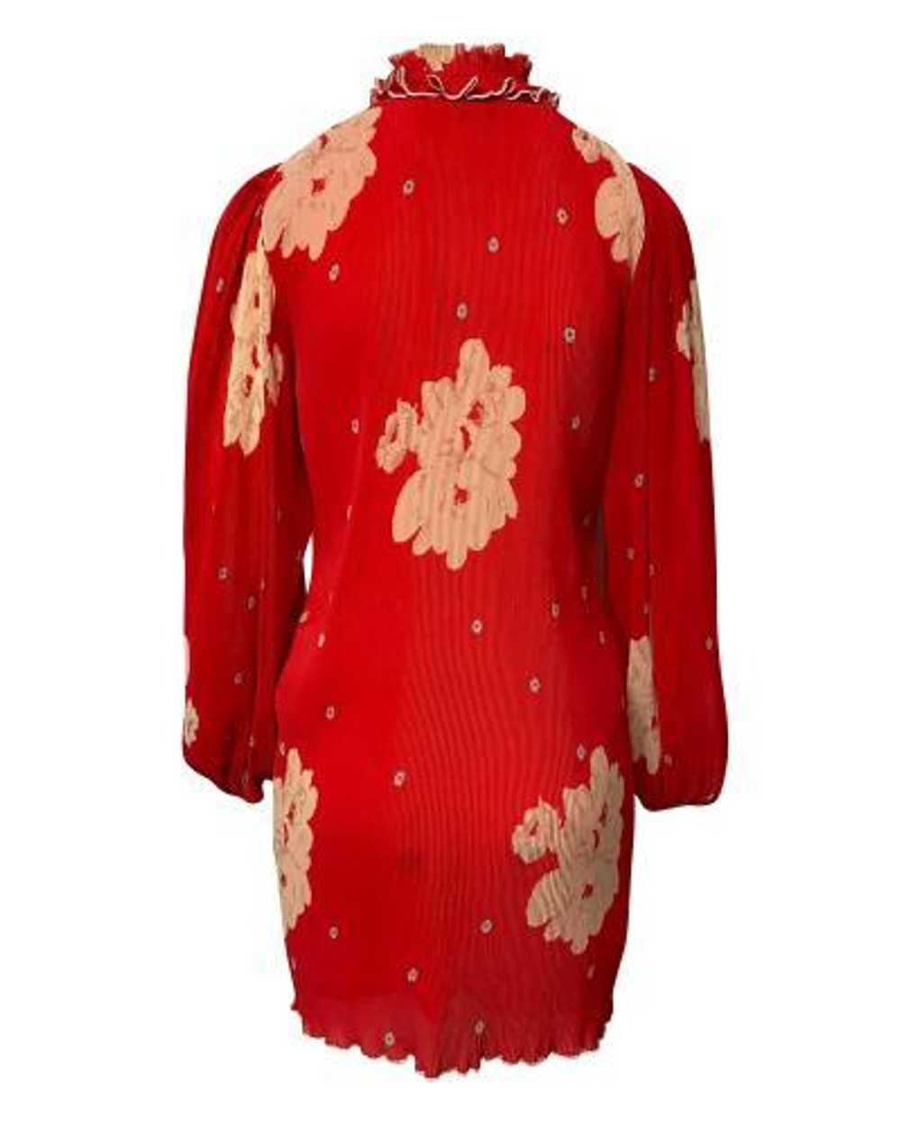 Ganni Ganni Red Floral Plisse Pleated Dress - image 2