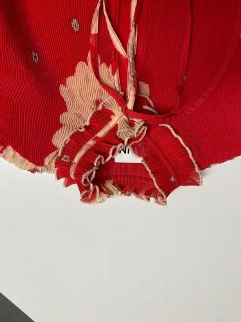 Ganni Ganni Red Floral Plisse Pleated Dress - image 3