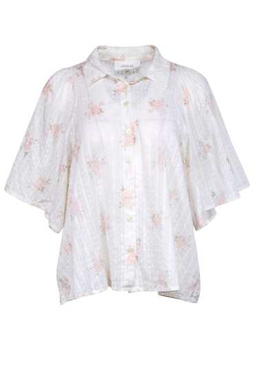 The Great - Ivory w/ Pink Floral Print Semi Sheer 