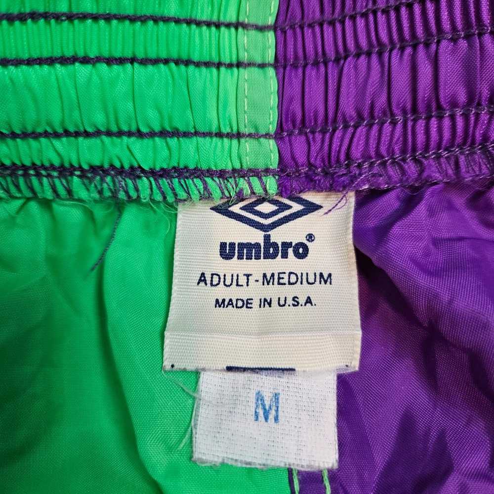 Vintage 90s Umbro Soccer Shorts Neon Green & Purp… - image 6
