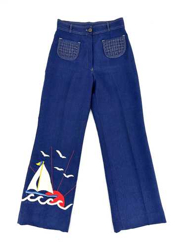 70s Sailboat Embroidered Pants