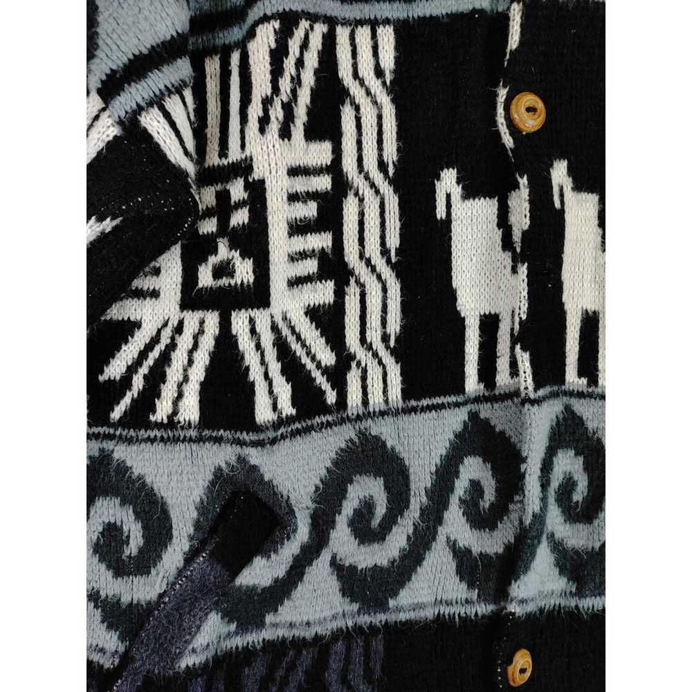 Vintage Tejidos Ruminahui Aztec Alpaca wool hoode… - image 4