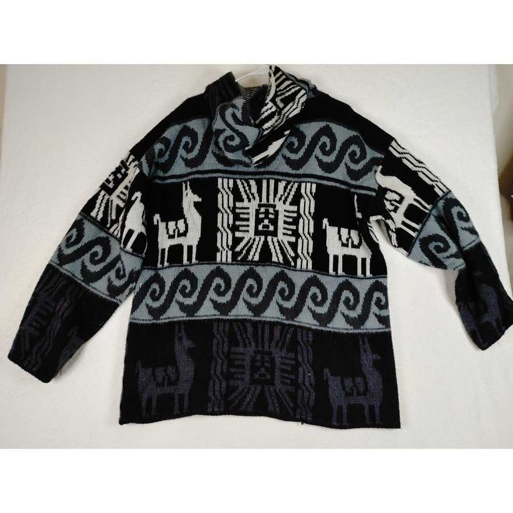 Vintage Tejidos Ruminahui Aztec Alpaca wool hoode… - image 7