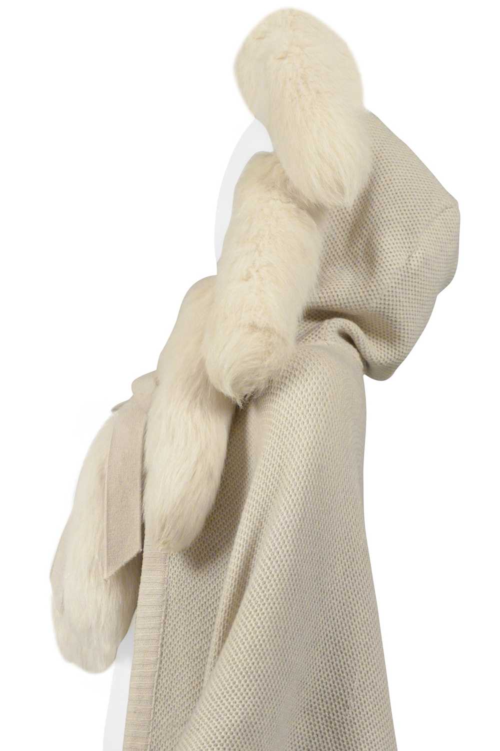 ALIMIA PARIS OFF-WHITE CAPE WITH FUR TAILS & LEAT… - image 4