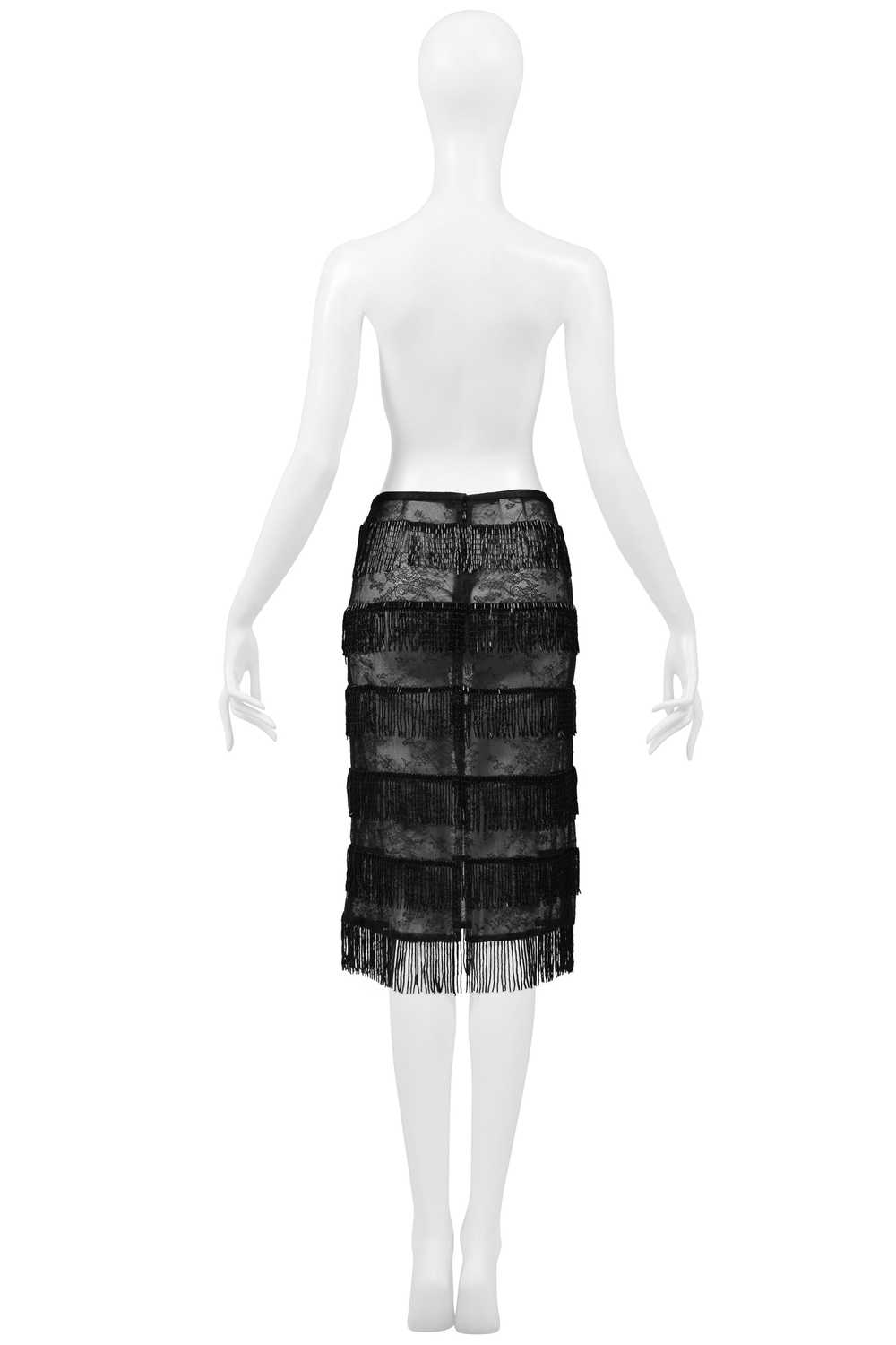 DOLCE & GABBANA BLACK SHEER SKIRT WITH BEADED FRI… - image 5