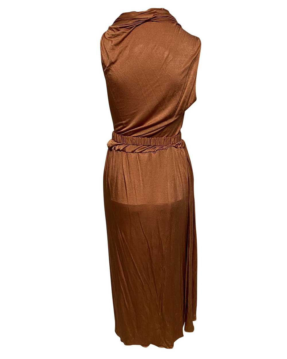 Product Details Ora Brown Satin Belted Midi Dress - image 2