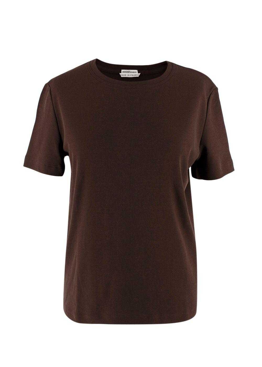 Managed by hewi Hermes Chocolate Brown Cotton T-S… - image 1