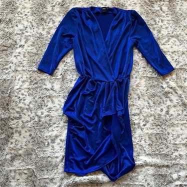 Asos wrap blue shimmer dress