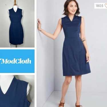 Modcoth Thrilling Possibilities Sheath Blue  Dress
