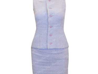 Chanel Tweed Lilac Skirt Set Quilted Ensemble - image 1