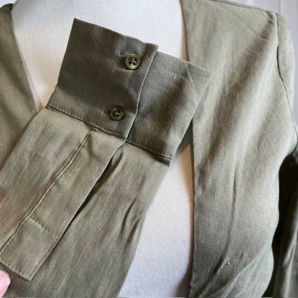 NWOT ZARA Linen Blend Olive Green Dress with Sexy… - image 4