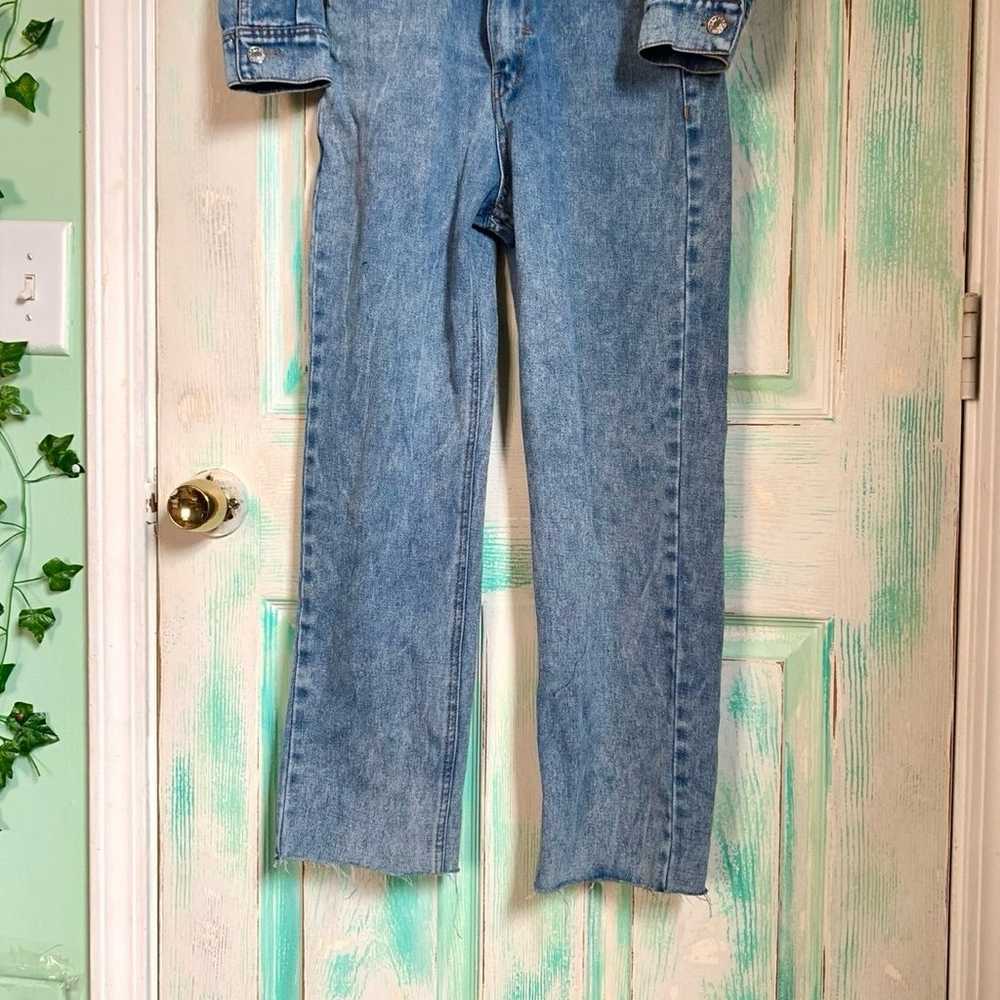 Denim 70’s Style Medium Wash Blue Jumpsuit - image 3