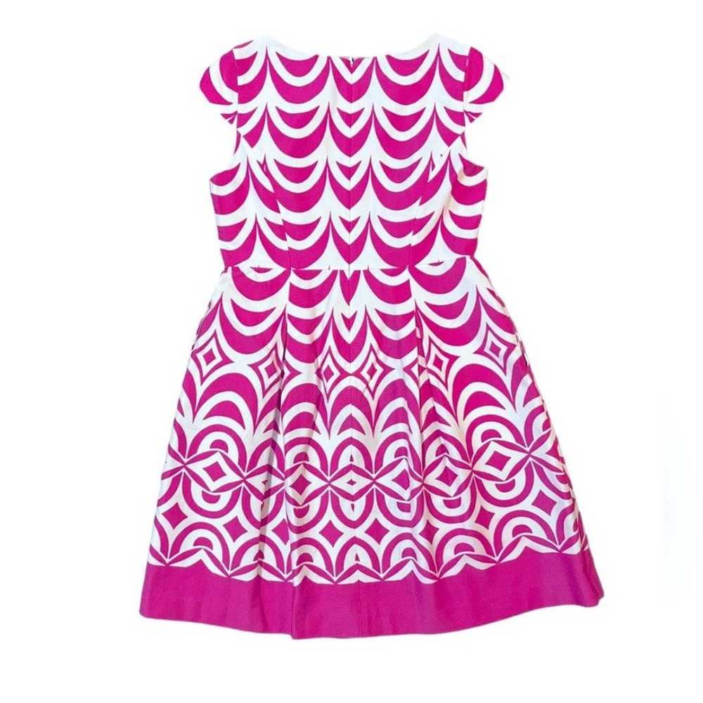 Talbots Cap Sleeve Pleated Dress Pink White Scall… - image 3