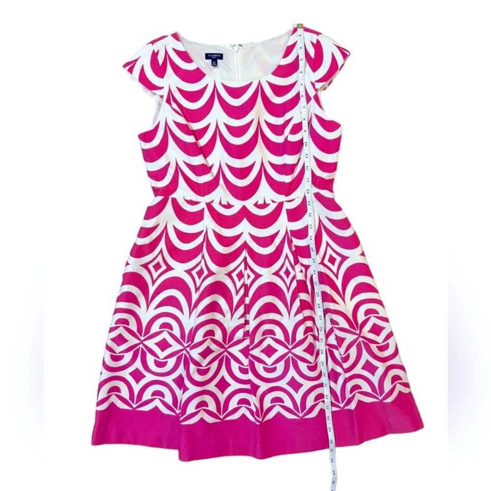 Talbots Cap Sleeve Pleated Dress Pink White Scall… - image 6