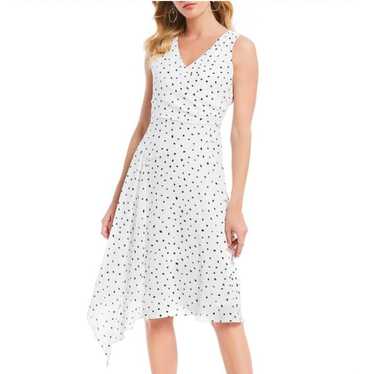 Donna Karan Dress Womens 12 White Black Polka Dot… - image 1