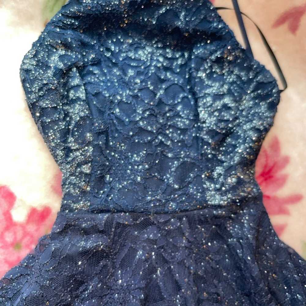 Short navy & sparkle formal with back detailing. … - image 2