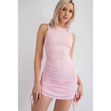 Edit By Nine Light Pink Ribbed Side Tie Bodycon / 